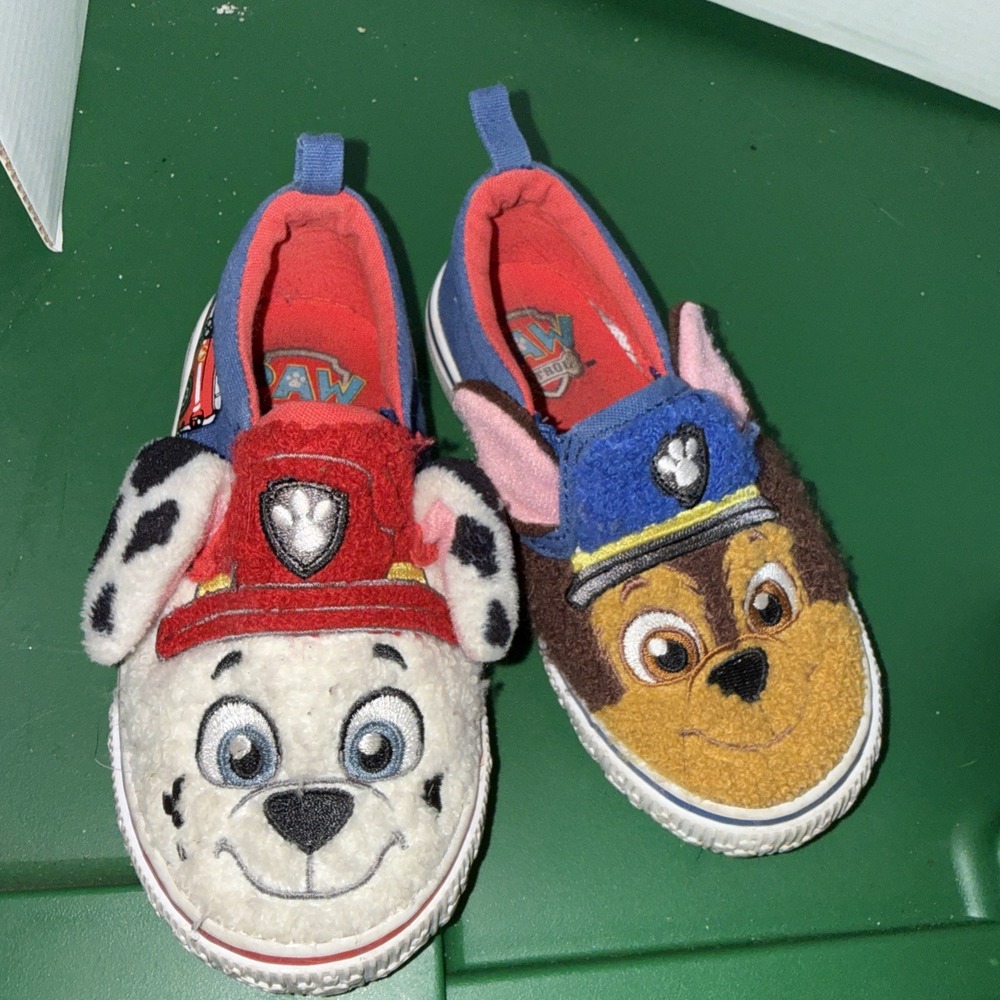 Paw Patrol Toddler Slip-On Shoes – Chase & Marshall – Size 7/8? Blue/Red